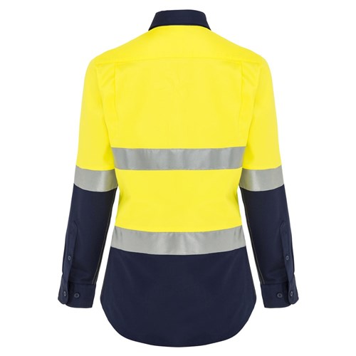 WS Workwear Womens Hi-Vis Button-Up Shirt with Reflective Tape