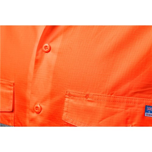 WS Workwear Koolflow Mens Hi-Vis Button-Up Shirt with Reflective Tape